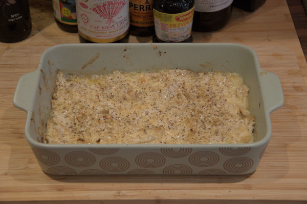 Buffalo chicken dip straight out of the oven